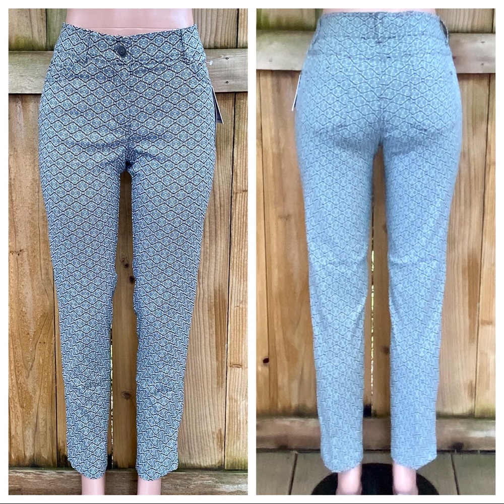 89th + Madison Geometric Slim Cut Ankle Pants NWT